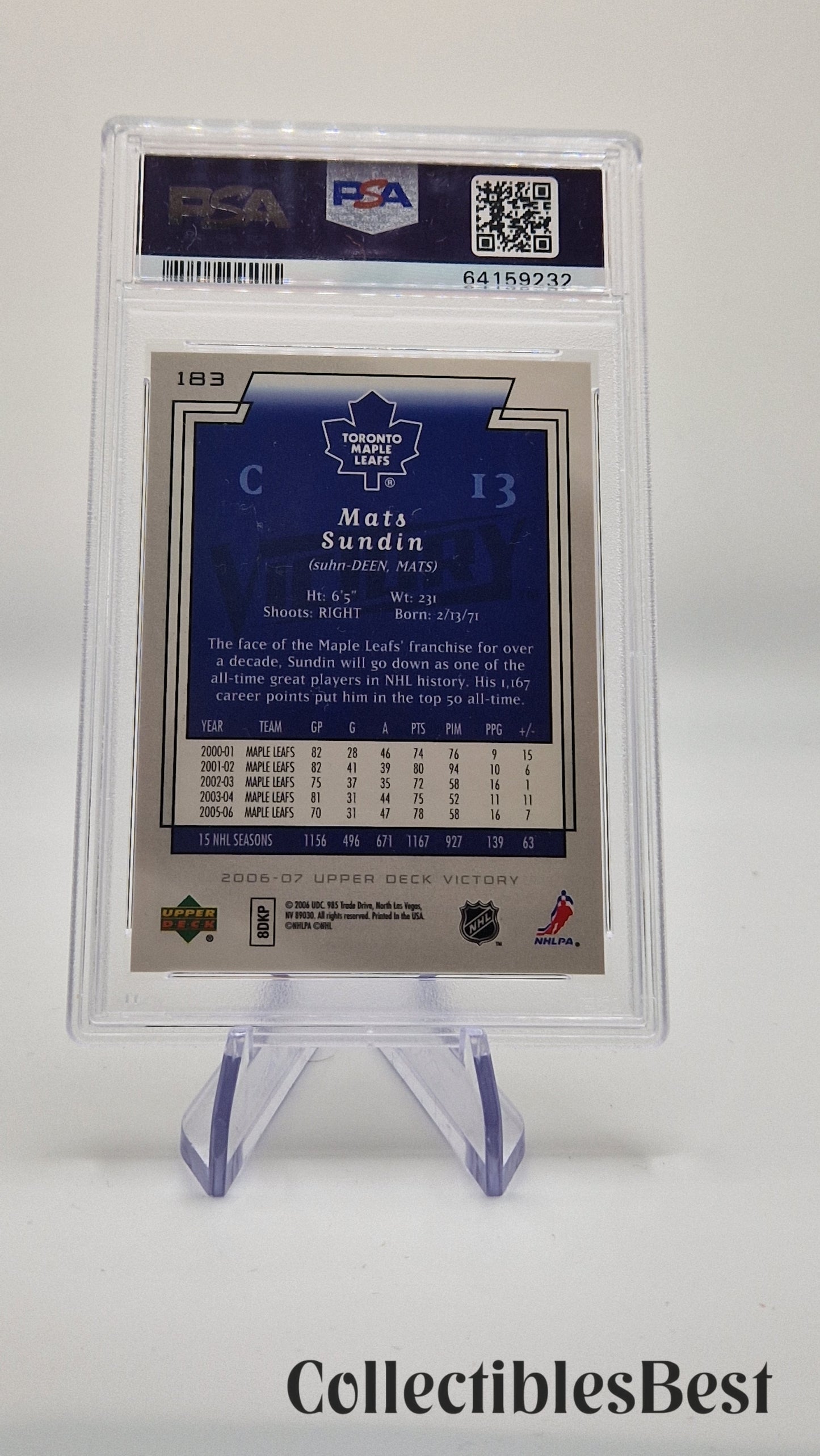 2006 Upper Deck Victory #183 Mats Sundin Gold PSA 10