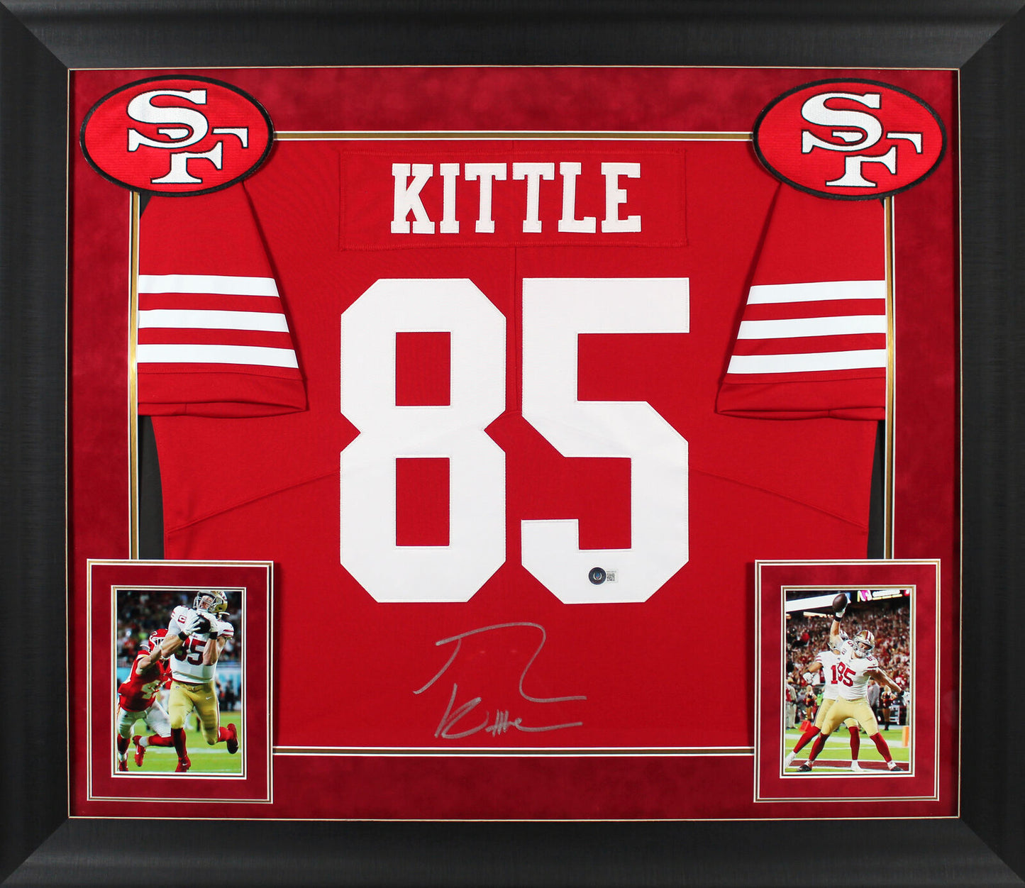 49ers George Kittle authentisch signiertes, gerahmtes Trikot