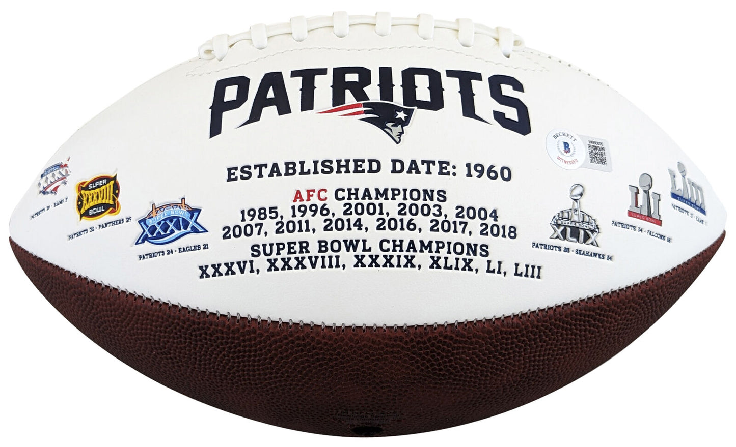 Patriots Christian Gonzalez signierter Super Bowl Ball ,,Go Pats,, gschrieben