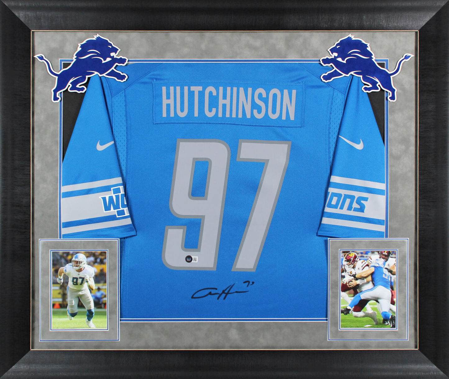 Lions Aidan Hutchinson authentisch signiertes, gerahmtes Trikot