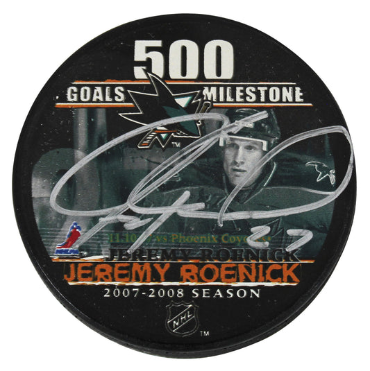 Coyotes Jeremy Roenick 500 Tore authentisch signierter offizieller Spiel Hockey Puck