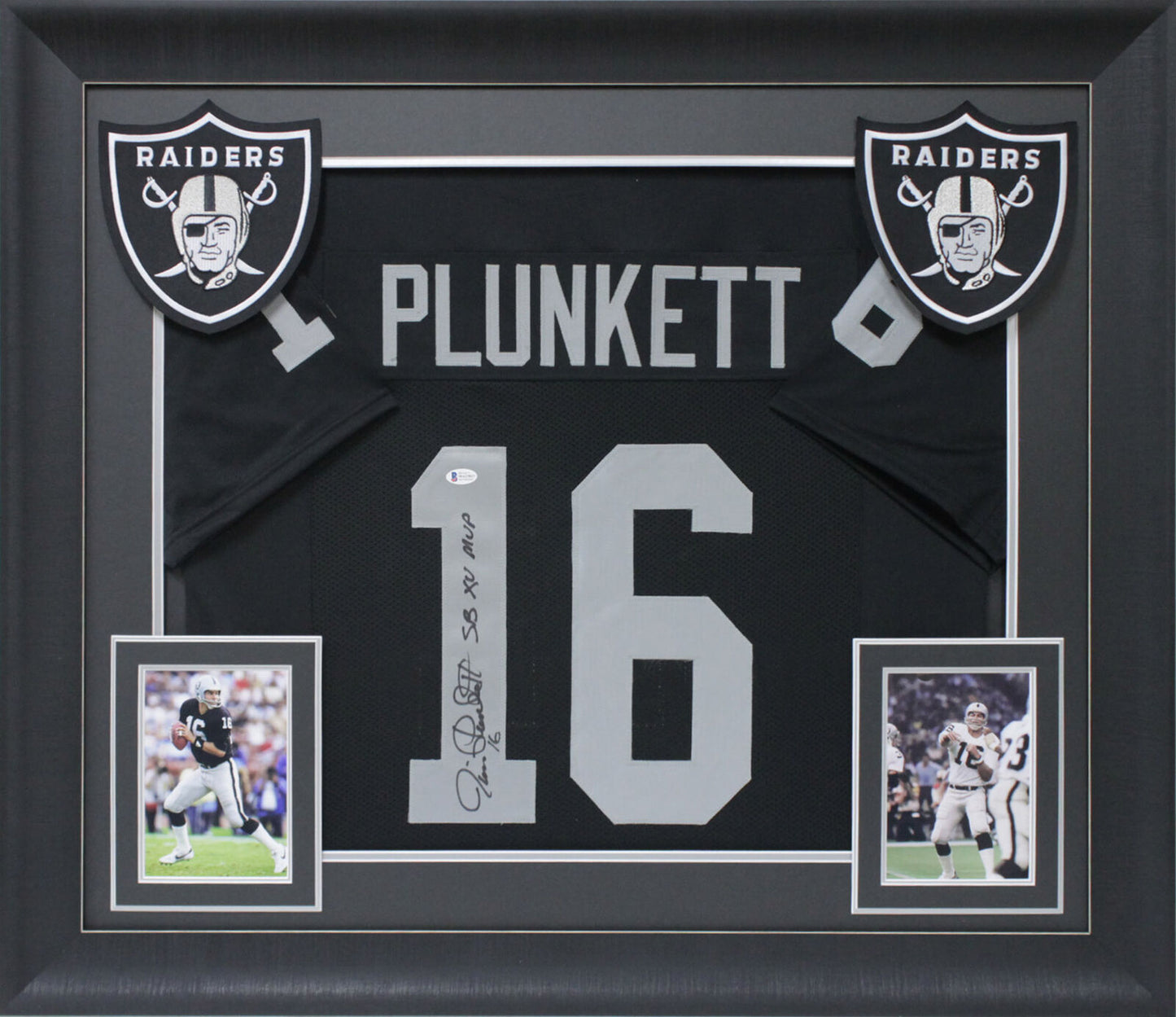 Raiders Jim Plunkett ""SB XV MVP"" authentisch signiertes, gerahmtes Trikot