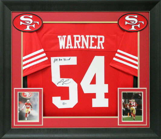 49ers Fred Warner ""All-Pro Fred"" authentisch signiertes, gerahmtes Trikot