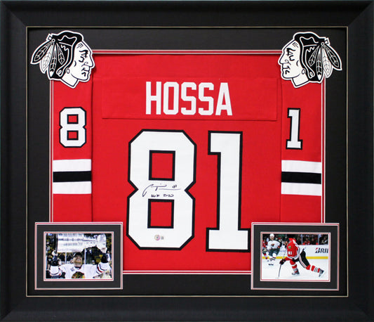 Blackhawks Marian Hossa authentisch signiertes, gerahmtes Trikot