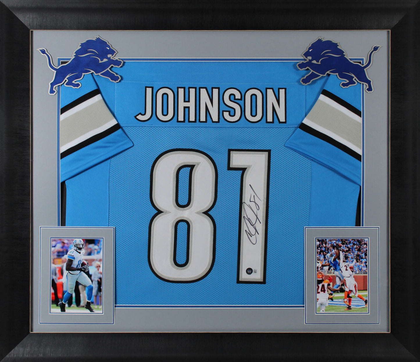 Lions Calvin Johnson authentisch signiertes, gerahmtes Trikot