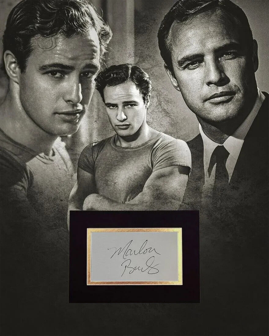 Marlon Brando signiertes geschnittenes großes Display ICZ Dave Norman Autogramm COA Pate