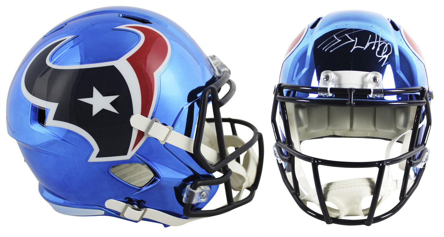 Texans J.J. Watt authentisch signierter Chrom Full Size Speed Rep Helm in voller Größe BAS