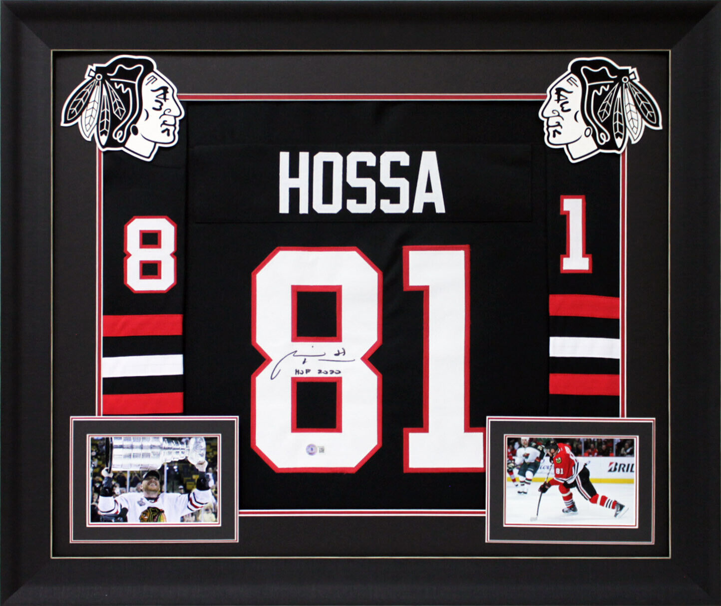 Blackhawks Marian Hossa authentisch signiertes, gerahmtes Trikot