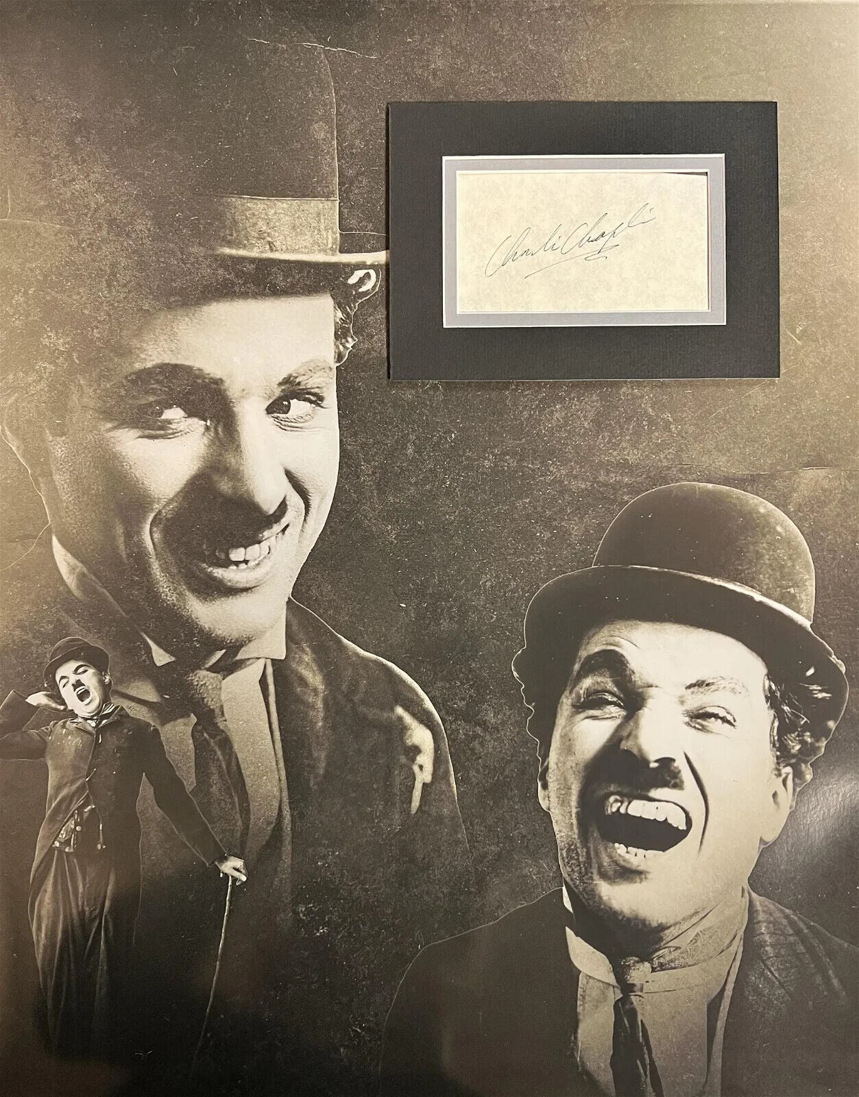 Charlie Chaplin signiertes Display ICZ Autogramm COA