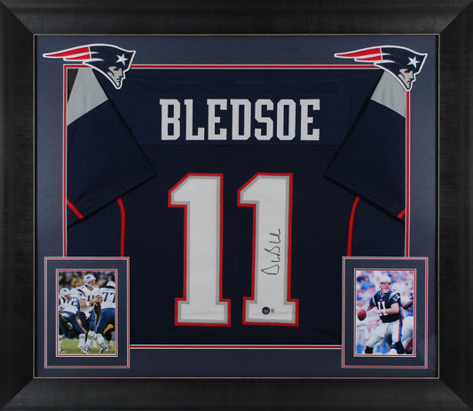 Patriots Drew Bledsoe authentisch signiertes, gerahmtes Trikot