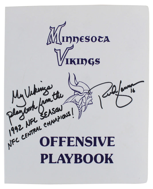 Vikings Rich Gannon ""NFC Central Champions"" signiert 1992 Offensive Playbook BAS