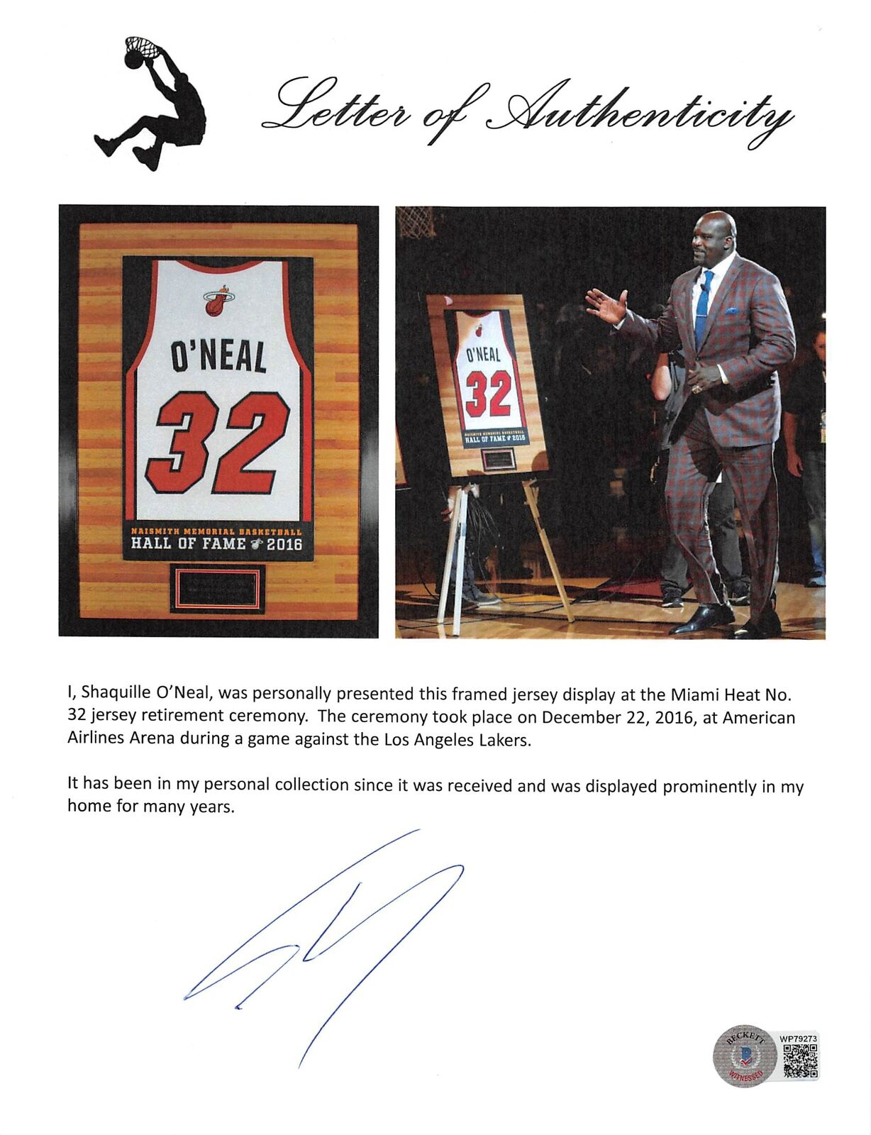 Miami Heat Ruhestand Nummer gerahmte Anzeige / Aus der persönlichen Sammlung von Shaquille O'Neal!