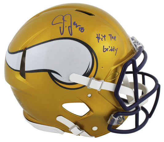 Vikings Justin Jefferson ""Hit the Griddy"" authentisch signiert Speed Proline Helm in voller Größe BAS