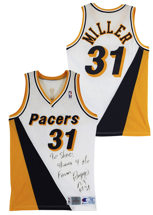 Pacers Reggie Miller ""To Shaq"" signiertes Spiel getragenes 1993-94 Champion Trikot BAS