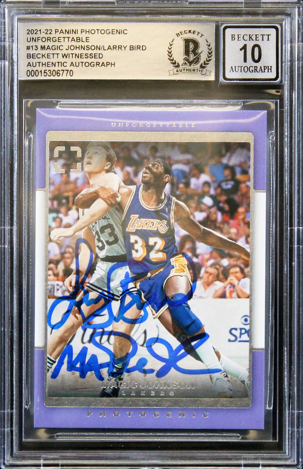 Magic Johnson & Larry Bird signierte 2021 Panini PU #13 Karte Auto 10!