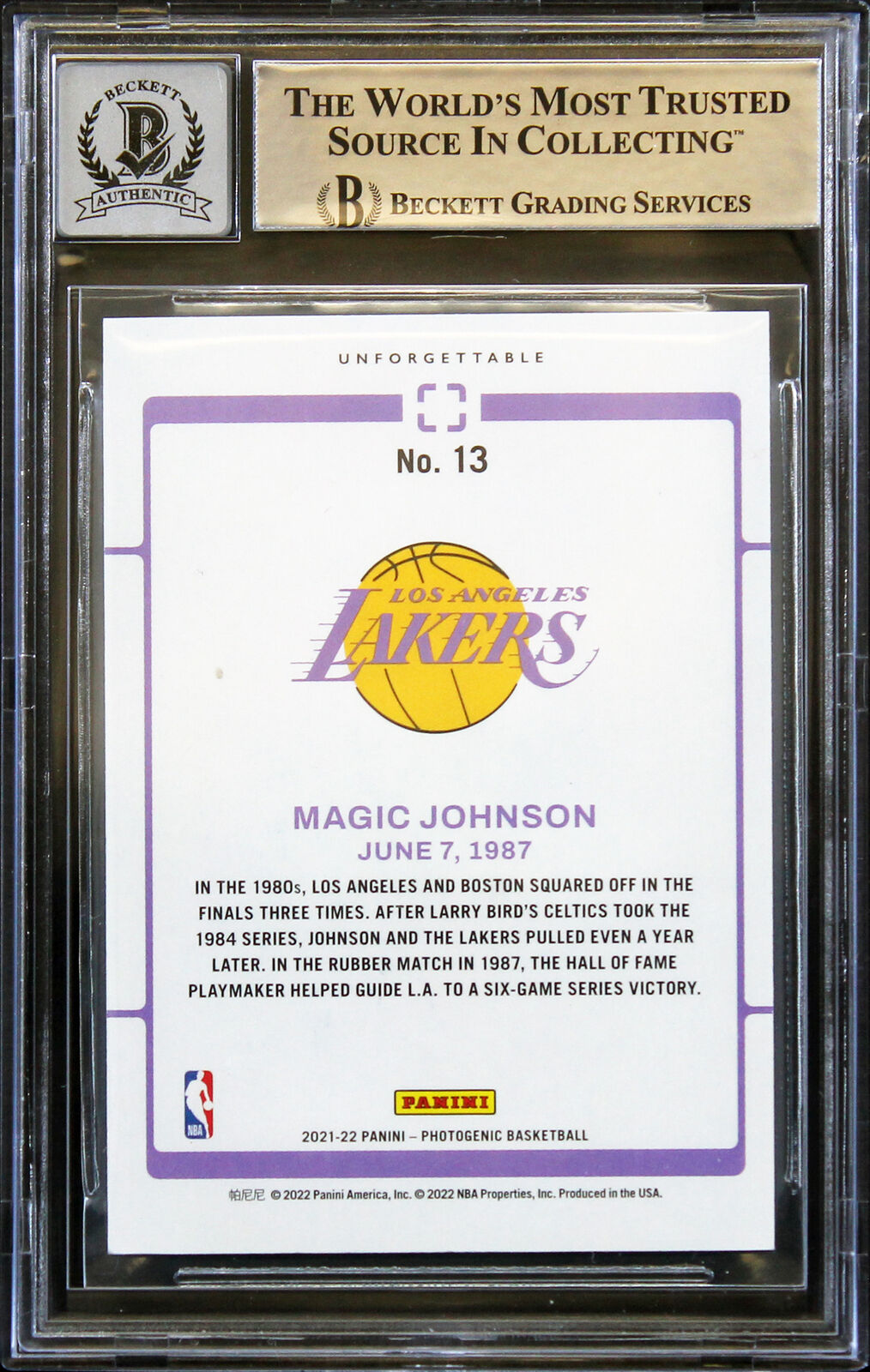 Magic Johnson & Larry Bird signierte 2021 Panini PU #13 Karte Auto 10!