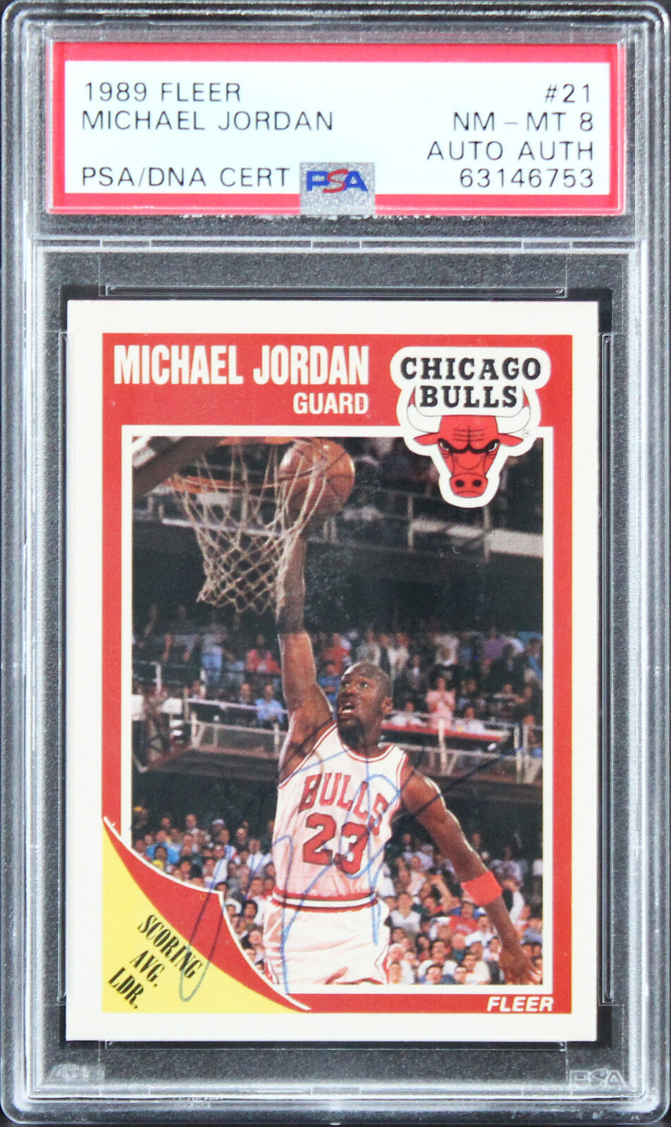 Bulls Michael Jordan signierte 1989 Fleer #21 Karte bewertet NM-MT 8 PSA/DNA