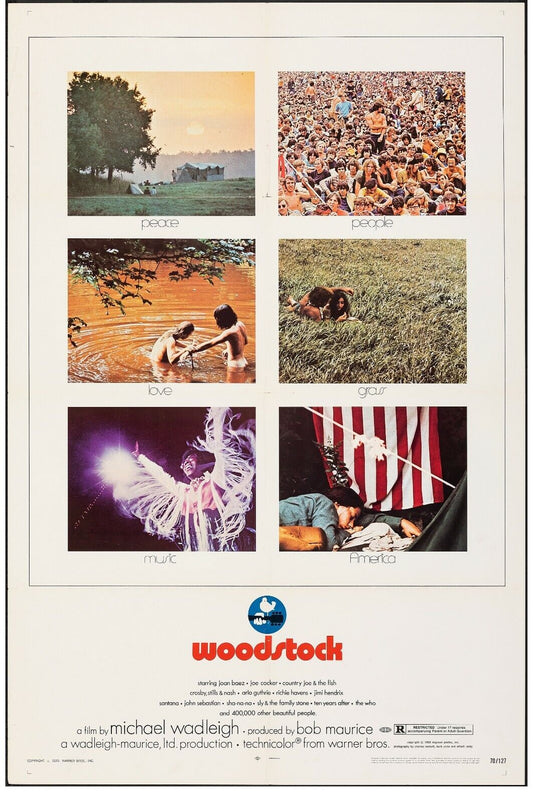 Original Poster Woodstock 1970 68.5 x 105cm VF 8 Rock and Roll Festival Jimi Hendrix